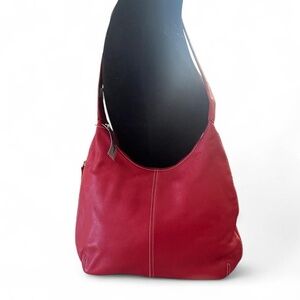 Tignanello's Tig & Co. Red Pebbled Genuine Leather Shoulder Bag